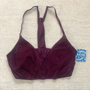 Free People bra racerback purple embroidered lacy bra Intimately NWT